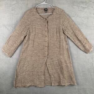 Eileen Fisher Sustainable 100% Linen Long Jacket Cardigan Duster Small Lagenlook